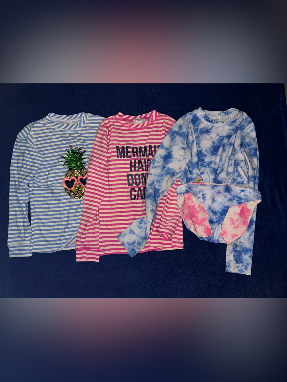 Shade Critters Lot of 4 Girls Rash Guard Long Sleeve Bathing Suit Set Size 12/14